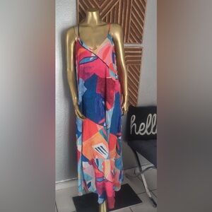 Nicole Miller NY Abstract Print Matte Charmuse Maxi Dress